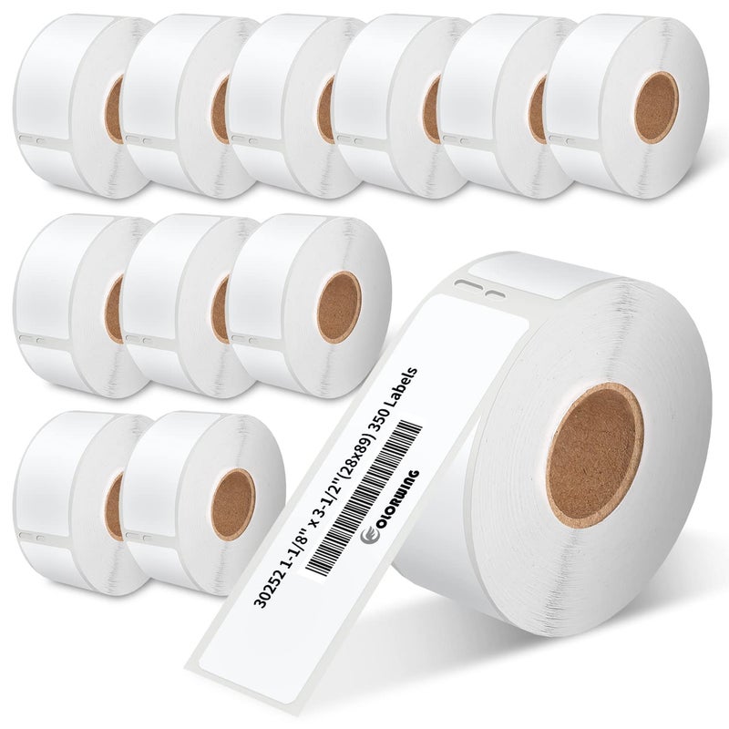 COLORWING 12 Rolls 1-1/8"" x 3-1/2"" Barcode Label Compatible Dymo 30252 Address Labels, 28mm x 89mm, Work with Dymo LabelWriter 450, 450 Turbo, 4XL, 400 Printers(4200 Labels) - Image 1